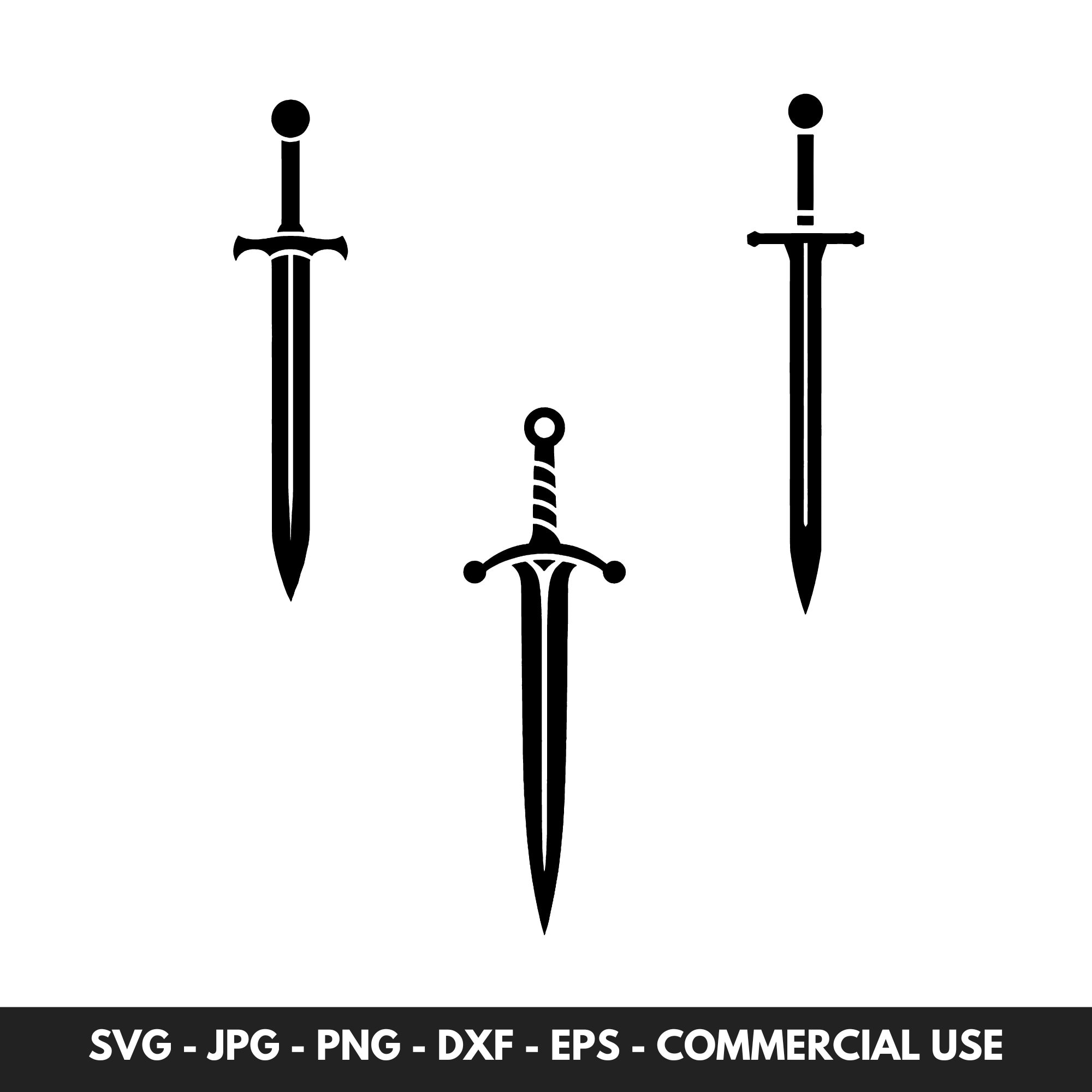 Sword SVG Bundle: Viking & Knight Silhouette Clipart (Digital Download)