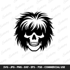 Rocker Skull SVG Vector and Heavy Metal Skull Silhouette PNG Clipart Skull Tattoo Png Ideal for DIY Cool Craft Projects and Gifts for Him
