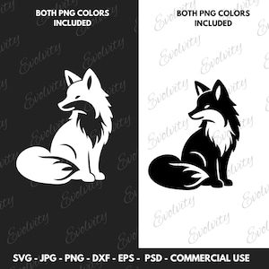 Renard mignon vecteur SVG et silhouette d'animal sauvage Design Clipart PNG coupe fichier, dxf, jpg, eps, PSD, projets d'artisanat animal, amoureux des animaux de la forêt