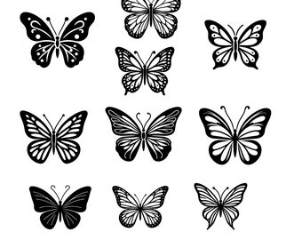 Paquete de vectores SVG de mariposa: silueta de monarca (descarga digital)