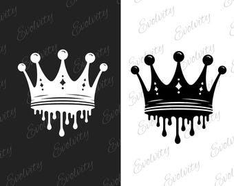 Dripping King Crown SVG: Royal Silhouette Clipart (Digital Download)