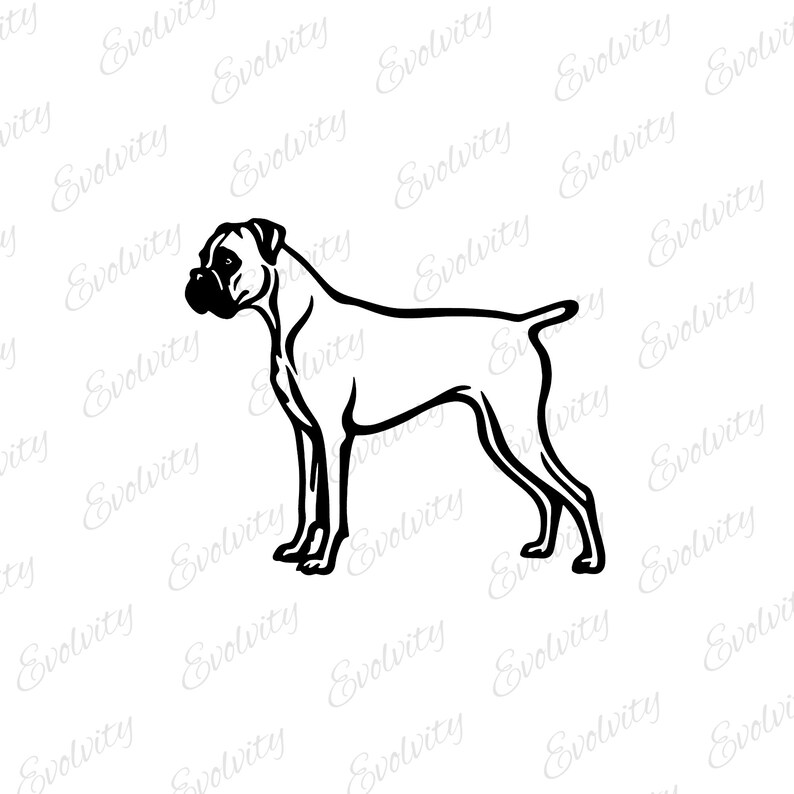 Boxer Dog Outline SVG Bundle: Clipart PNG Cut File (digital Download ...