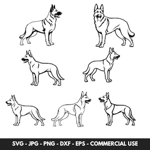 German Shepherd SVG Bundle: 7 Outline Vector Designs (Cricut & Silhouette)