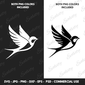 Hirondelle mignonne vecteur et oiseau Silhouette Clipart PNG fichier coupé, hirondelle volante Png, idéal pour les projets de bricolage et les cadeaux pour les amoureux des animaux
