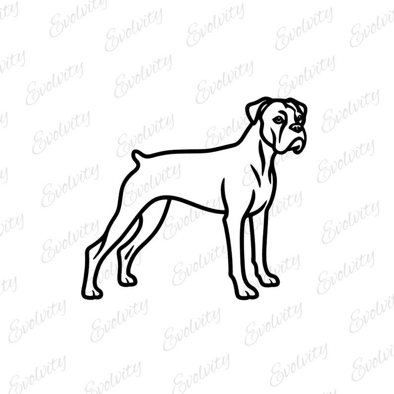 Boxer Dog Outline SVG Bundle: Clipart PNG Cut File (digital Download ...