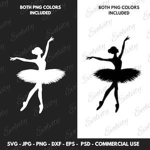 Bailarina SVG Vector y silueta de bailarina PNG Clipart Archivo de corte Chica bailando Ideal para proyectos de manualidades de ballet y regalos para ella