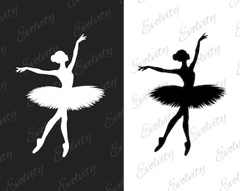 Ballerina Silhouette SVG, Elegant Ballet Dancer Clipart for Cricut