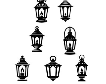 Lantern SVG Vector Bundle: Silhouette Clipart (Digital Download)