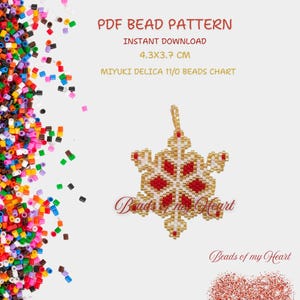 Christmas Snowflake Miyuki Delica Seed Bead Brick Stitch Pdf  Pattern  for Jewelry Charm Earrings Necklace Bracelets