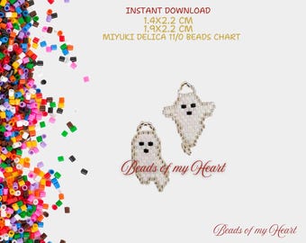 Halloween Ghosts Pdf Miyuki Delica Zaadkraal Steensteekpatroon voor sieraden, bedel, oorbellen