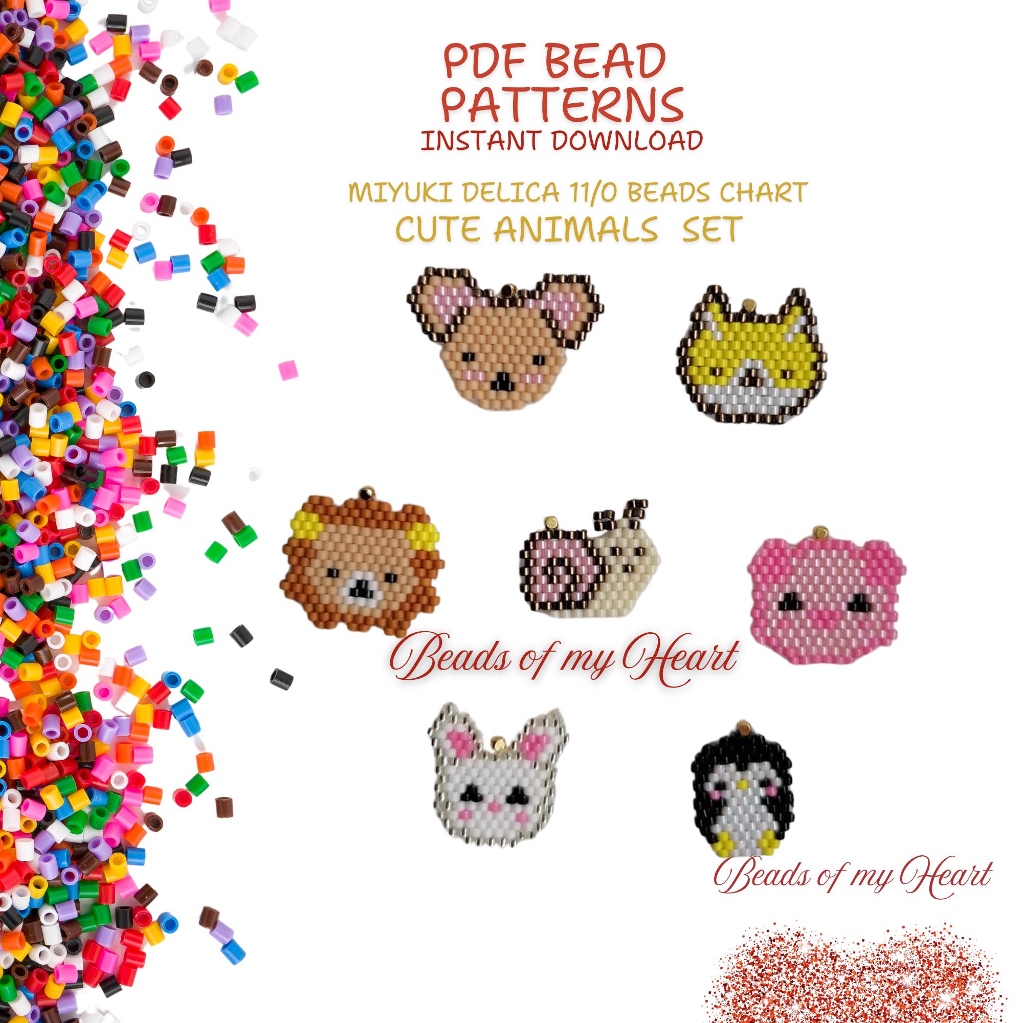 Cute Animals Set Miyuki Delica Seed Bead Brick Stitch Pdf Pattern 
