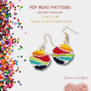 Sun Rainbow Colorful PDF Miyuki Delica Sead Bead Brick Stitch Pattern for Jewelry , Charm , Earrings