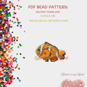 Clownfisk Pdf Miyuki Delica Fröpärlor Brick Stitch Söta Djurmönster för Smycken Berlock Halsband Örhängen