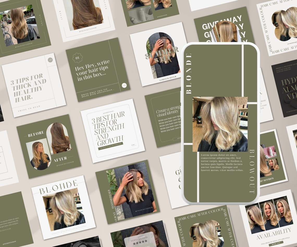 Social Media Canva Template Package Hair Stylist Beauty Small - Etsy ...