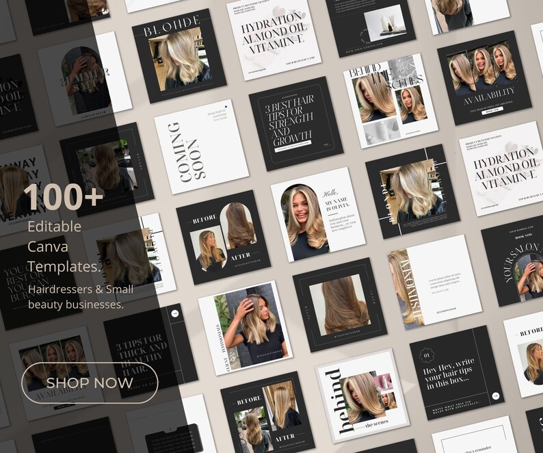 Social Media Canva Template Package Hair Stylist Beauty Small Business ...