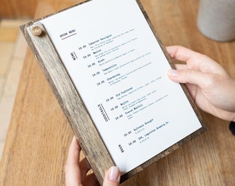 Wooden Menu Board: Custom Menu Holder for Restaurant, Cafe & Bar