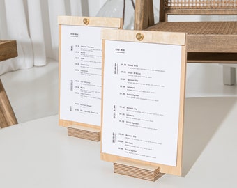 Wooden Menu Holder Stand, Table Menu Wedding Sign, Table Top Menu Board, Wood Sign Holder Stand, Table Tents Restaurant, Menu Clipboard