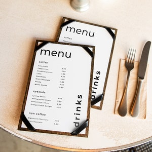 Minimalist Menu Holders With Leather Corners For Restaurant