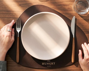Custom Leather Placemat: Modern Restaurant Table Mat for Cafe & Bar with Logo