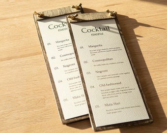 Support pour menu en bois, support pour menu de restaurant, tableau à clip de mariage, presse-papiers de menu, tableau de menu de restaurant, couverture de menu 4,25 x 11, classeur de menu en bois