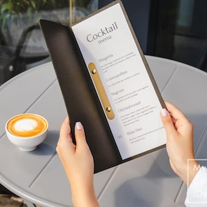 Funda de cuero para menú de restaurante, carpeta de menú personalizada para cafetería, libro de menú personalizado para menú de comida y bebida, menú de cócteles, menú de pub