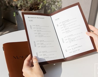 Leather Menu Cover: Custom Menu Holder for Restaurant, Cafe & Bar