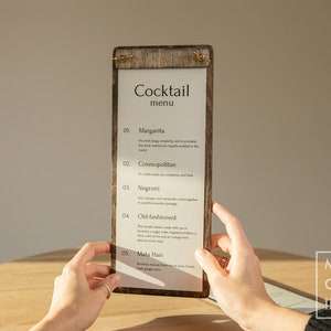Wood Restaurant Menu Holder: Custom Menu Clipboard for Cafe & Bar