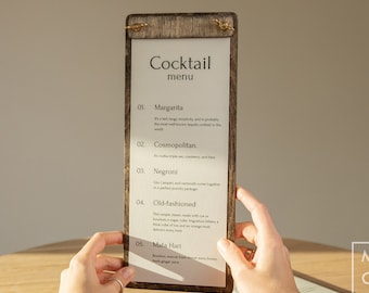 Wood Restaurant Menu Holder: Custom Menu Clipboard for Cafe & Bar