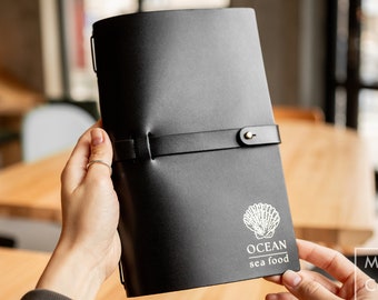 Personalized Leather Menu Cover: Restaurant Menu Book for Food & Drink