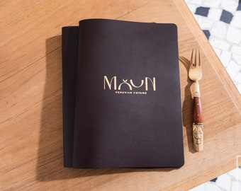 Soporte de menú de cuero, cubierta de menú de restaurante, libro de menú personalizado, carpeta de menú de logotipo personalizado, cubiertas de menú de cafetería bar, folio de menú, mangas de menú