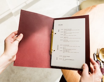 Personalized Leather Menu Holder: Restaurant Menu Cover for Food & Drink