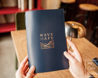 Leather Menu Cover: Personalized Menu Holder with Logo for Bar, Restaurant & Cafe