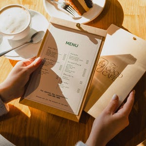 Wooden Menu Holder, Custom Menu Board for Restaurants, Bars And Cafes, Perfect for Food & Drink Menu Display, Personalized Menu Design