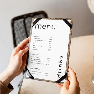 Minimalist Wooden Menu Holders With Leather Corners For Restaurant