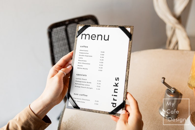 Minimalist Wooden Menu Holders With Leather Corners For Restaurant