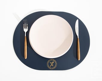 Custom Oval Leather Placemats: Washable Placemat Set for Restaurant & Cafe, Personalized Dining Table Decor