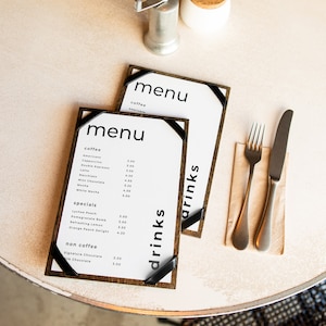 Custom Menu Holder For Restaurant, Personalized Menu Board For Cafe And Bar, One Page Menu, Tabletop Menu Holder With Logo Engraving Option