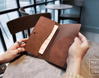 Recycled Leather Check Presenter & Receipt Holder: Server Book for Restaurant, Cafe and Bars
