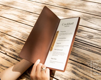 Personalized Leather Menu Holder: Menu Cover for Restaurant, Cafe & Bar