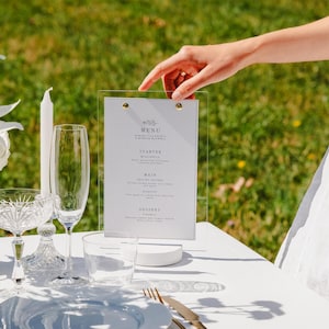Acryl-Tischplatten-Hochzeitsmenü und Nummernständer-Halter mit Holzsockel, Getränkekarte Hochzeit, Buffet-Hochzeitsmenüs, Schildhalter, Tischzelt