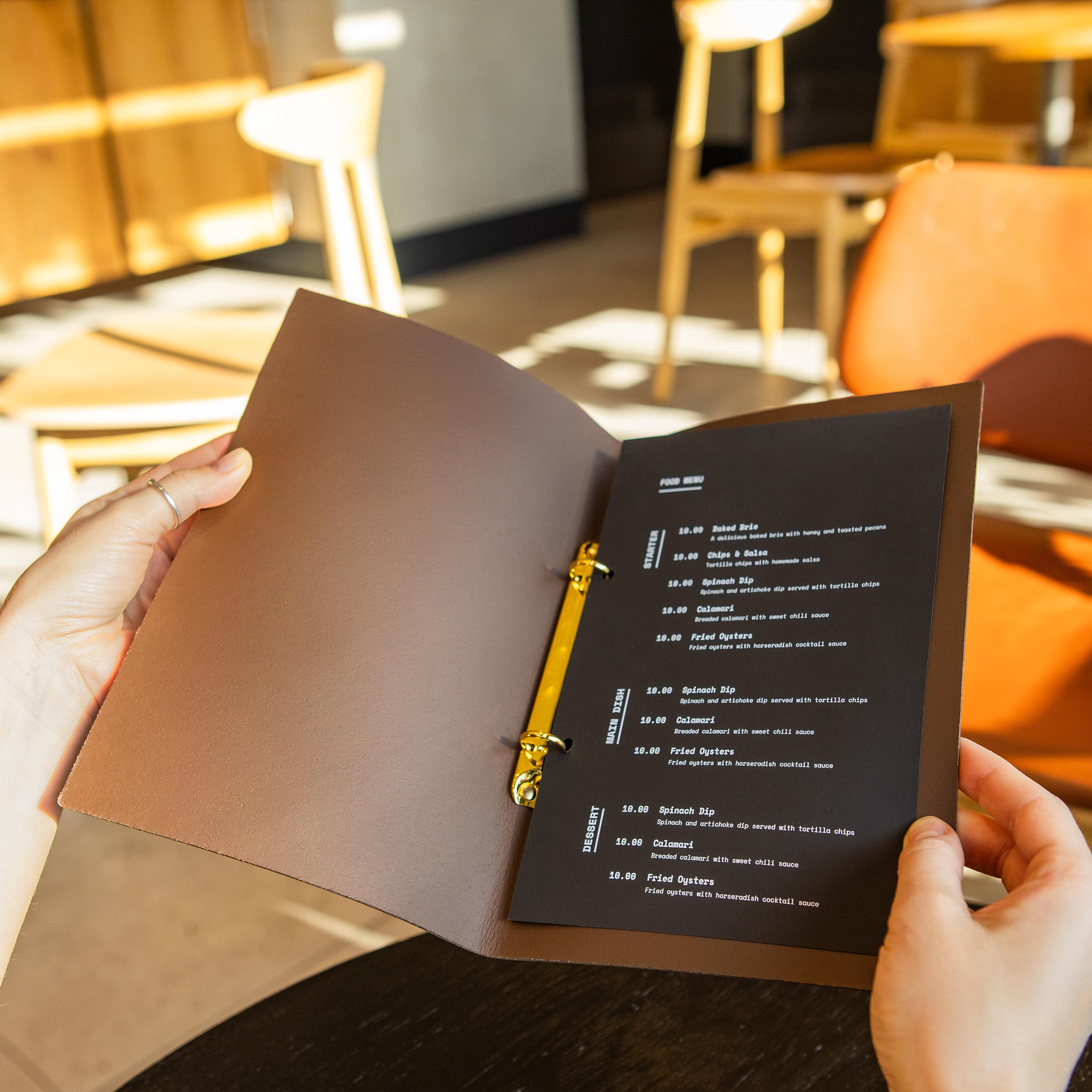 Recycled Leather Menu Cover: Custom Restaurant Menu Holder for Food ...