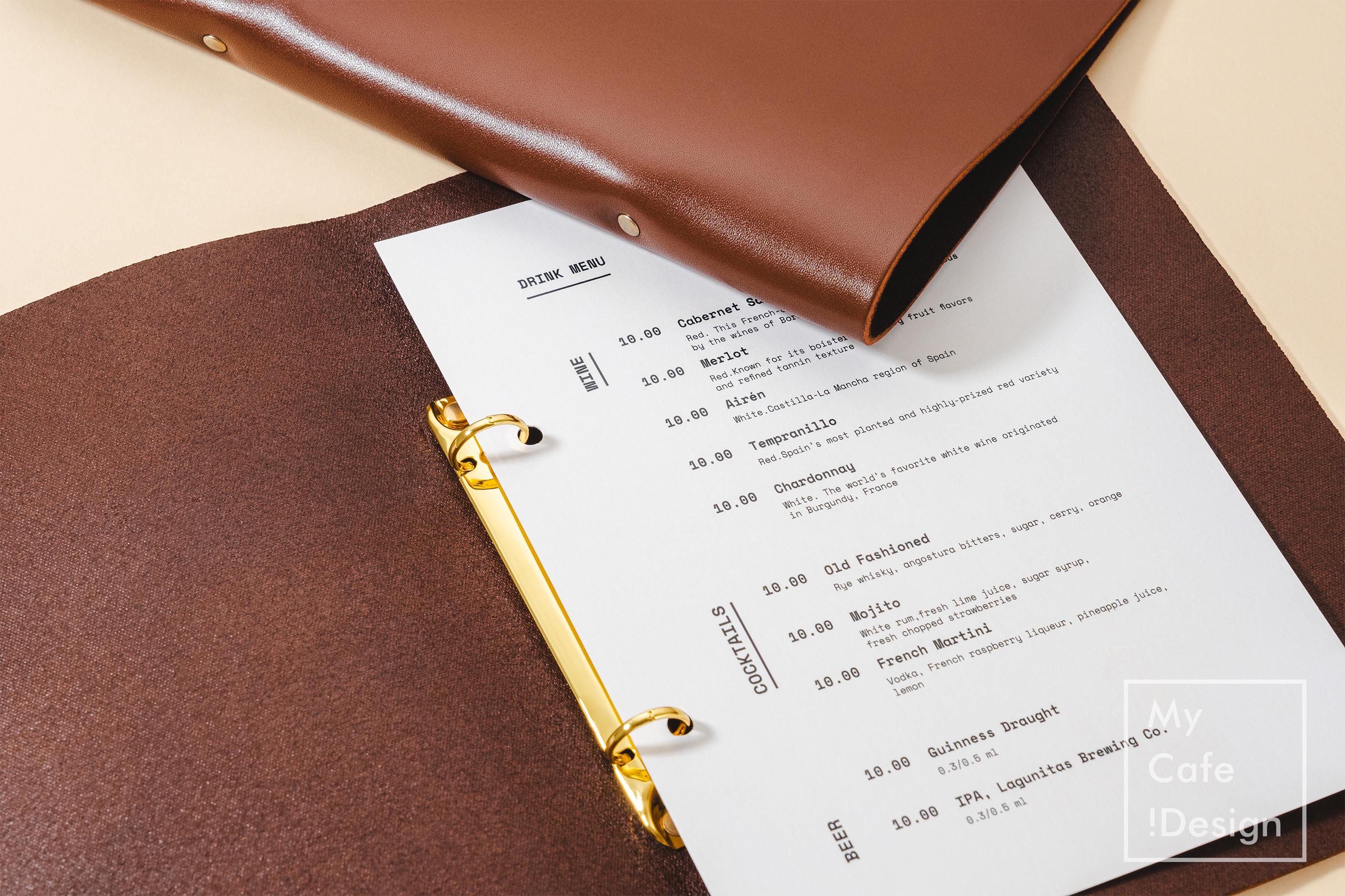 Leather Menu Cover: Personalized Menu Binder for Restaurant, Cafe & Bar ...