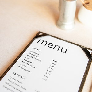 Wooden Menu Holders With Leather Corners