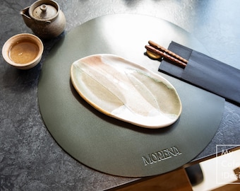 Round Leather Placemats for Restaurants: Personalized Table Mats Set