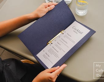 Personalized Leather Menu Cover: Restaurant Menu Holder, Customizable Logo