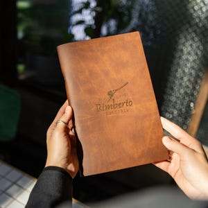 Couvertures de menu en cuir recyclé avec mécanisme à anneaux pour restaurant, livre de menus personnalisé en similicuir, dossier de menu de boissons personnalisé pour café et bar
