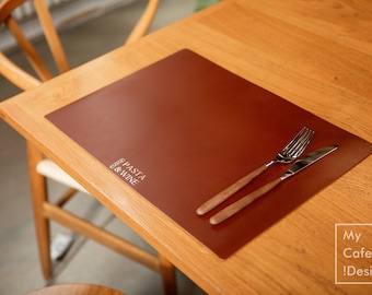 Set of Leather Placemats: Custom Waterproof Table Mat for Restaurant & Cafe