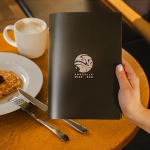 Couverture de menu en cuir avec manchons en plastique pour restaurant, café ou bar, pochette de menu personnalisée avec logo, livre de menus pour menus de boissons et de plats