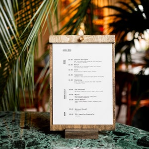 Custom Tabletop Menu - Wooden Menu Holder & Cafe Table Top Menu | Personalized Restaurant Table Tent Clipboard Display