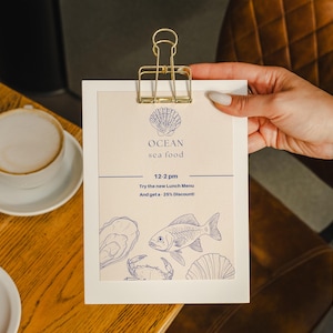 Wooden table sign holder for cafés and bars, made of premium plywood and customizable to fit your drink or wedding menu theme.